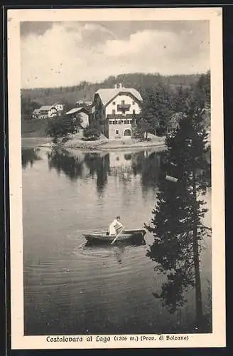 AK Renon, Costalovara al Lago, Ruderboot auf dem See, Villa am Ufer