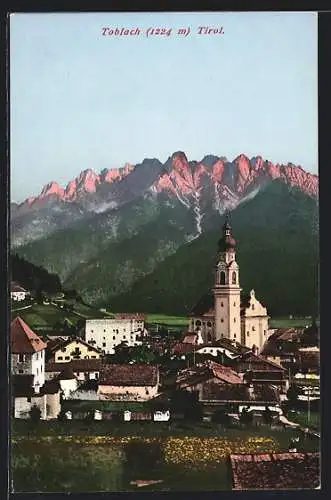 AK Toblach, Ortsansicht mit Kirche