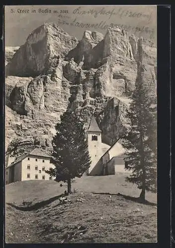AK S. Croce in Badia, Kirche vor schroffer Felswand