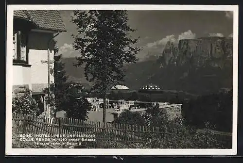 AK Renon presso Bolzano, Hotel-Pensione Haessig, Terrazza verso le Dolomiti