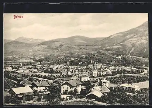 AK Brixen, Ortsansicht mit Panorama aus der Vogelschau