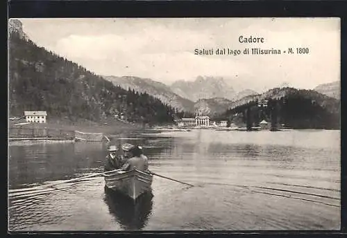AK Lago di Misurina, Ruderpartie auf dem Lago di Misurina