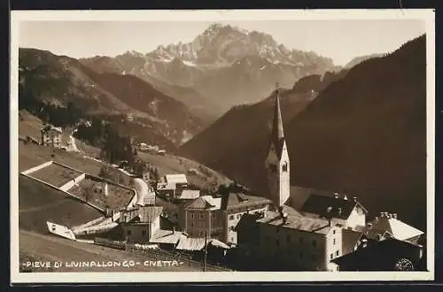 AK Pieve di Livinallongo, Civetta, Ortsansicht gegen die Berge