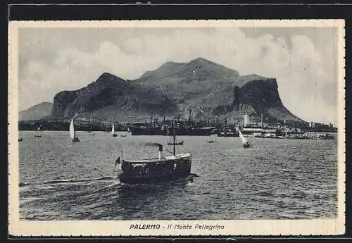 AK Palermo, Il Monte Pellegrino, umgeben von Dampfern