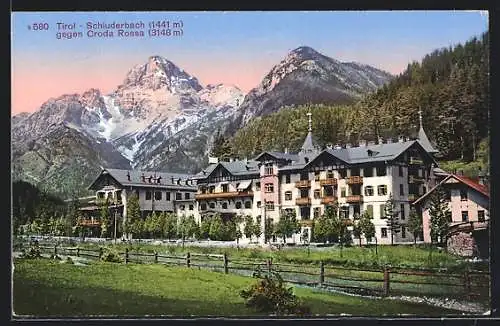 AK Schluderbach /Tirol, im Hintergrund Croda Rossa