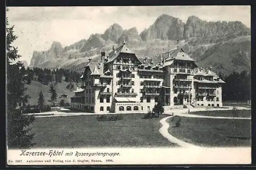 AK Karersee, Hotel mit Rosengartengruppe