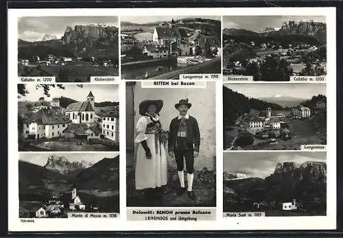 AK Lengmoos am Ritten, Paar in Tracht, Monte di Mezzo, Collalbo, Stadtansichten