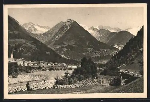 AK Luttach im Ahrntale, Panorama mit Kirche und Gebirge