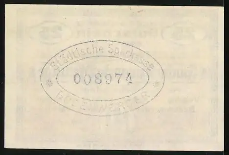 Notgeld Bodenwerder 1919, 25 Pfennig, Stadtwappen, Unterschrift