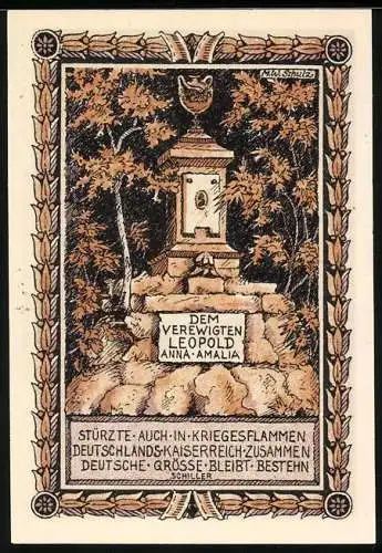 Notgeld Tiefurt 1921, 50 Pfennig, Grabmal Leopold