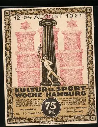 Notgeld Hamburg 1921, 75 Pfennig, Kultur u. Sportwoche, Kirche