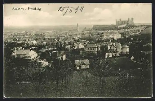 AK Pressburg, Ortsansicht aus der Vogelschau