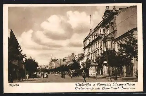 AK Sopron, Grabenrunde mit Grand Hotel Pannonia