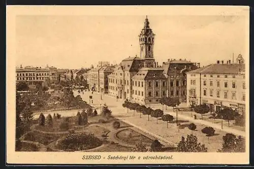 AK Szeged, Széchényi tér a várocházávol