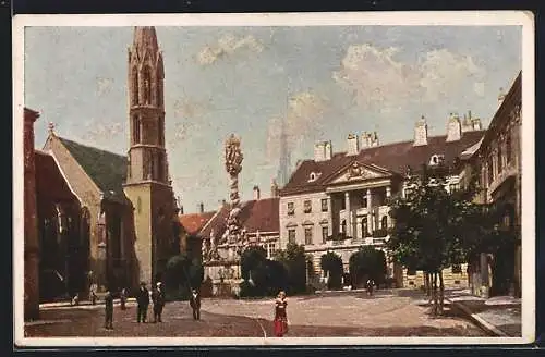 AK Sopron, Franz-Josefs-Platz und Komitatshaus