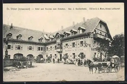 AK St. Peter /Schwarzwald, Hotel und Pension zum Hirschen, Inh. J. Baudenstiel
