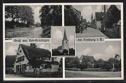 AK Bad Krozingen, Strassenpartie, Ortsansichten und Kirche