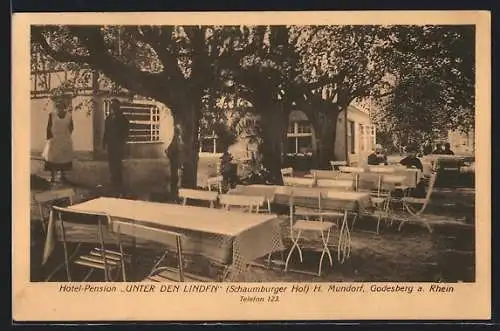 AK Godesberg a. Rhein, Hotel-Pension Unter den Linden, Aussenbereich, Inh. H. Mundorf