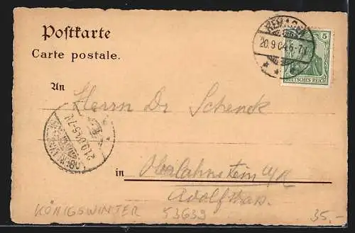 Lithographie Drachenfels /Rhein, Raddampfer der Kölnischen und Düsseldorfer Gesellschaft für Rhein-Dampfschiffahrt