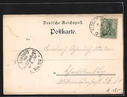 Lithographie Feldberg / Taunus, Panorama mit Wanderern und Berghütten