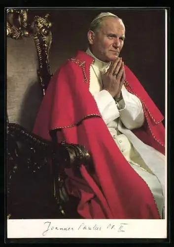 AK Papst Johannes Paul II. betet auf seinem heiligen Stuhl
