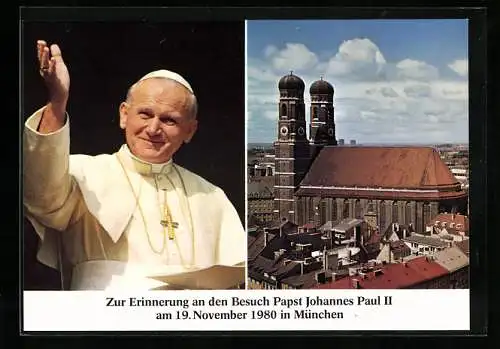 AK München, Besuch des Papst Johannes Paul II. 1980, Frauenkirche