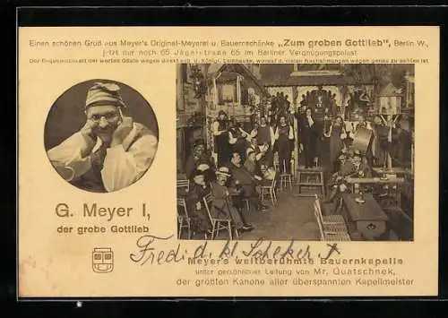 AK Berlin, G. Meyer`s weltberühmte Bauernkapelle in der Bauernschänke Zum groben Gottlieb