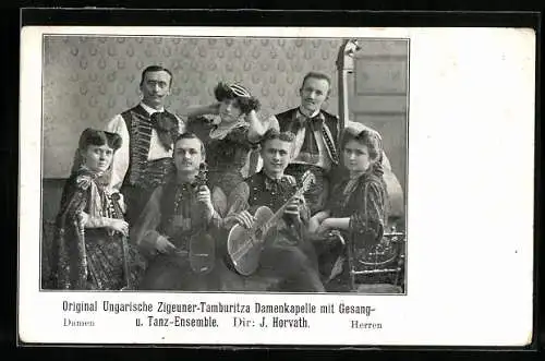 AK Original Ungarische Zigeuner-Tamburitza Damenkapelle mit Gesang- u. Tanz-Ensemble