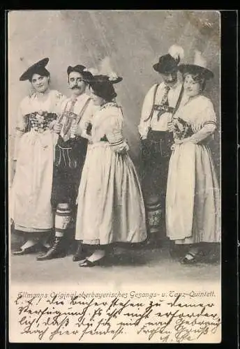 AK Ellmanns Original oberbayerisches Gesangs- u. Tanz-Quintett in Trachten