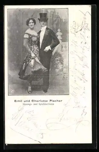 AK Musiker Emil und Charlotte Fischer in eleganter Kleidung