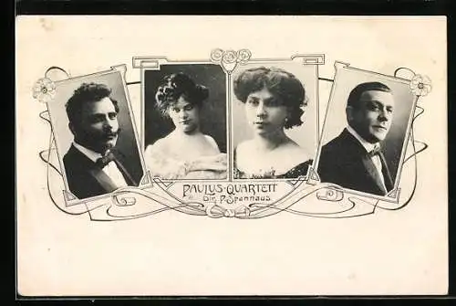 AK Musiker Paulus-Quartett in Anzügen und eleganten Kleidern