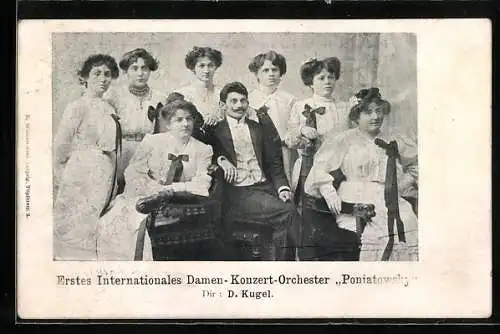 AK Erstes Internationales Damen-Konzert-Orchester Poniatowsky, Dirigent D. Kugel