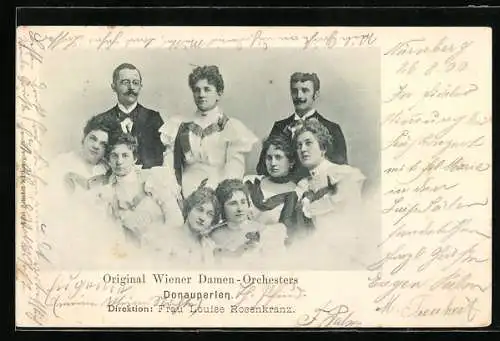 AK Original Wiener Damen-Orchester Donauperlen, Dir. Louise Rosenkranz