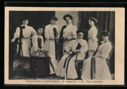AK Original-Wiener Damen-Orchester Donauwellen, Dir. Paula Goldstein