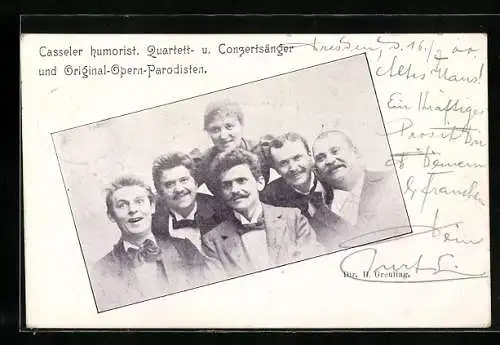 AK Casseler humorist. Quartett- u. Conzertsänger und Original-Opern-Parodisten