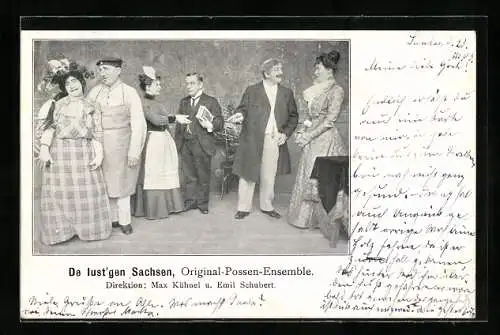 AK De lust`gen Sachsen, Original-Possen-Ensemble