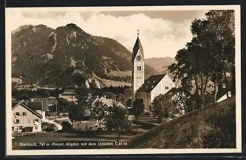 AK Blaichach /Bayer. Allgäu, Ortsansicht mit dem Grünten