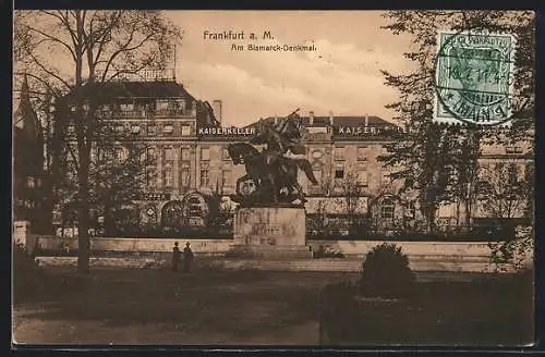 AK Frankfurt a. M., Bismarck-Denkmal und Kaiserkeller
