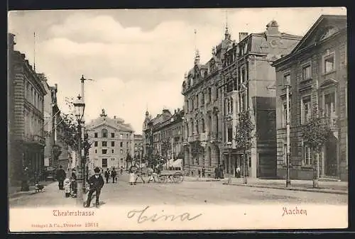 AK Aachen, Fussgänger in der Theaterstrasse