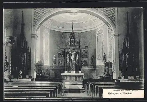 AK Edingen / Neckarhausen, Inneres der Katholischen Kirche