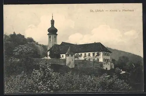 AK St. Ulrich / Bollschweil, Kirche und Pfarrhaus