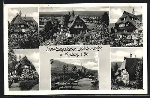 AK Freiburg i. B., am Erholungsheim Stöckenhöfe, auf der Terrasse mit Pavillon