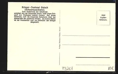 AK Gutach / Schwarzwaldbahn, Kriegerdenkmal