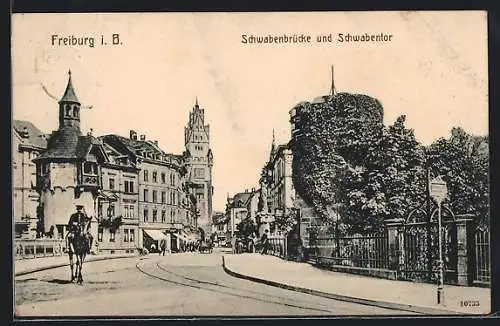 AK Freiburg i. B., Schwabenbrücke und Schwabentor