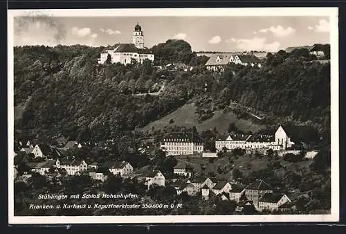 AK Stühlingen, Teilansicht mit Kranken- und Kurhaus, Kapuzinerkloster und Schloss Hohenlupfen