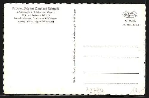 AK Stühlingen, Gasthaus Rebstock, Bauernstüble