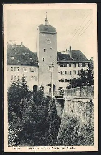AK Waldshut a. Rh., Obertor mit Brücke