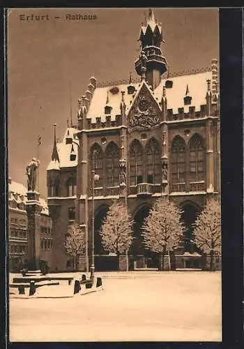AK Erfurt, Blick auf das Rathaus im Winter