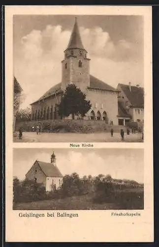 AK Geislingen bei Balingen, Neue Kirche und Friedhofkapelle