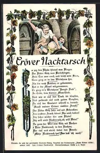 Künstler-AK Cröv, Liedtext Cröver Nacktarsch